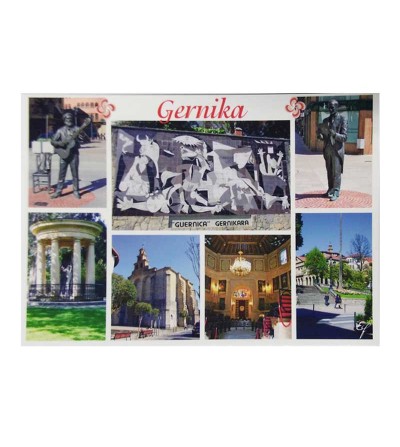 Postal de Gernika-Lumo con 7 imágenes típicas