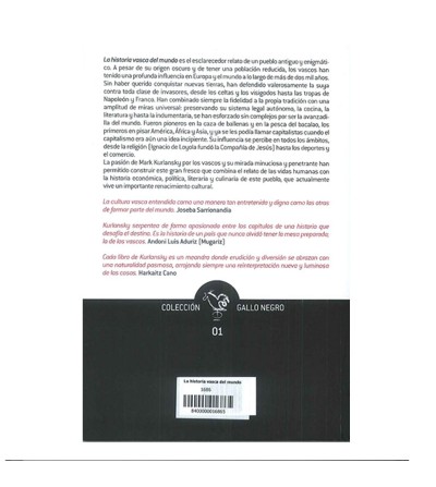 La historia vasca del mundo. Mark Kurlansky -contraportada