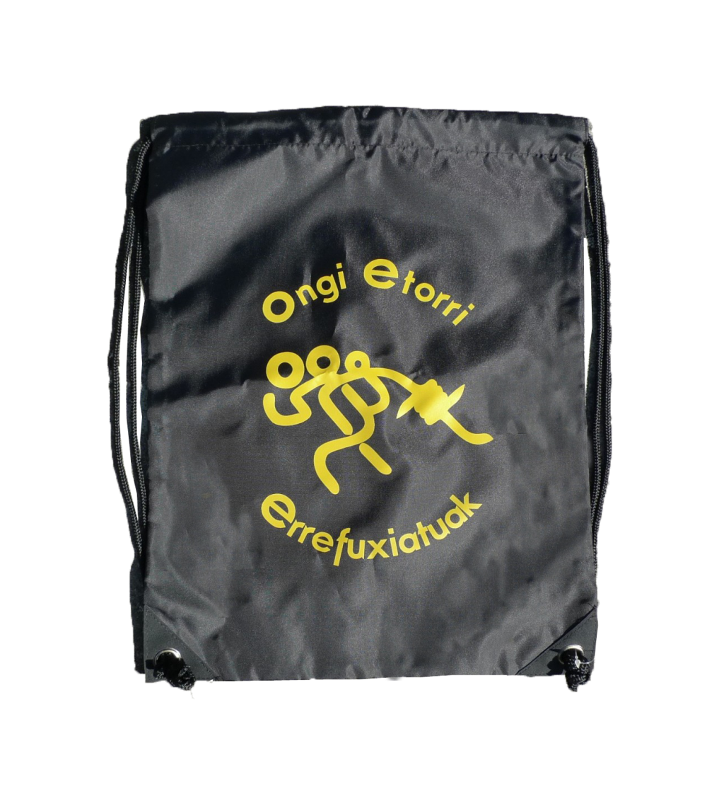 Mochila Ongi Etorri Errefuxiatuak negra