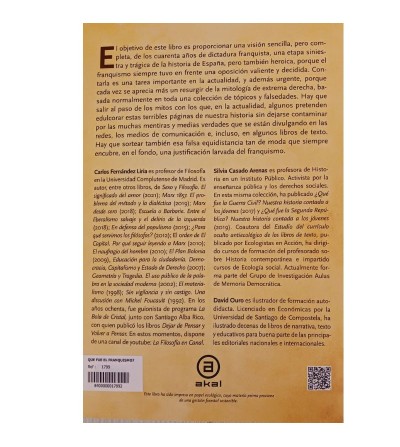 Trasera ¿Qué fue el franquismo? Nuestra historia explicada a los jóvenes